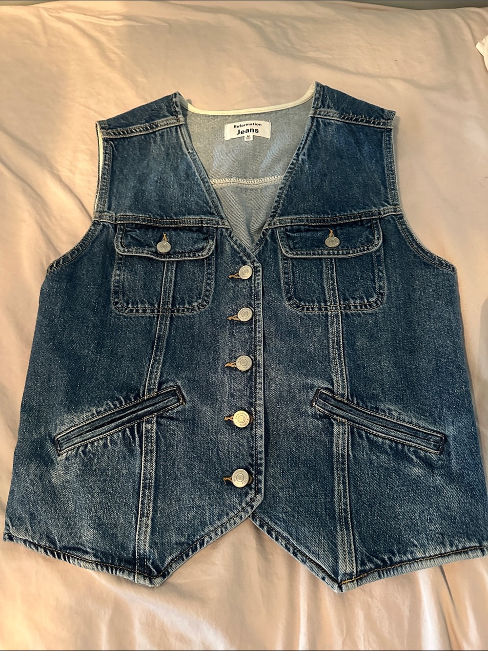 *Like New* Reformation Jacqui Denim Vest